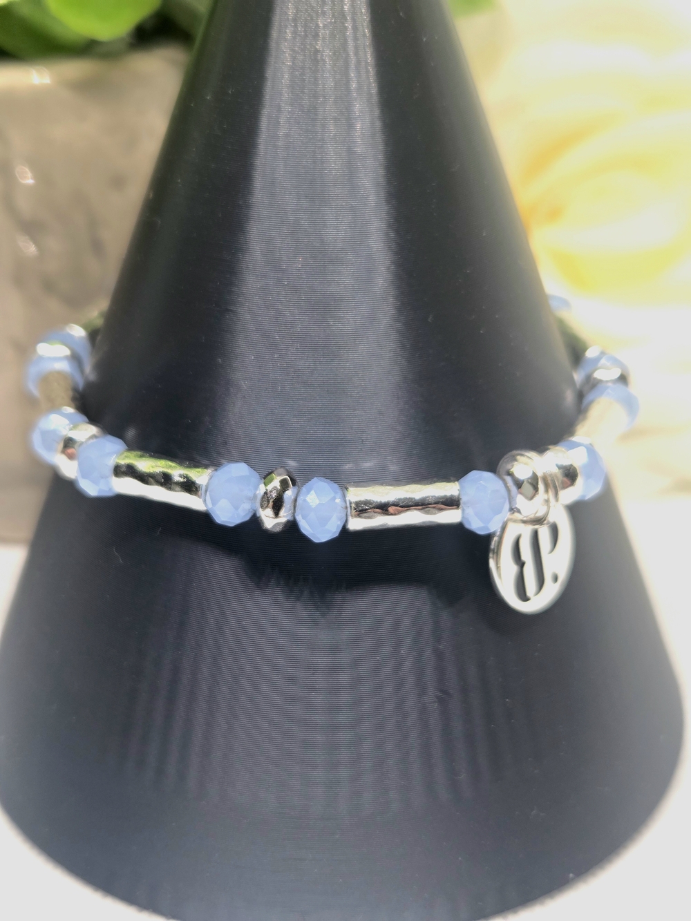 BP Silver Blue Beaded Stretchy Bracelet